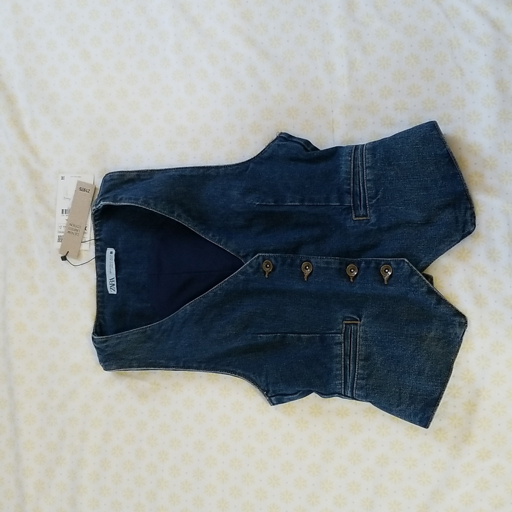 NWT Zara Denim Waistcoat Vest